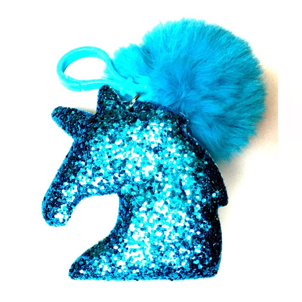 Turquoise Sequin Unicorn & Pom Pom Clip